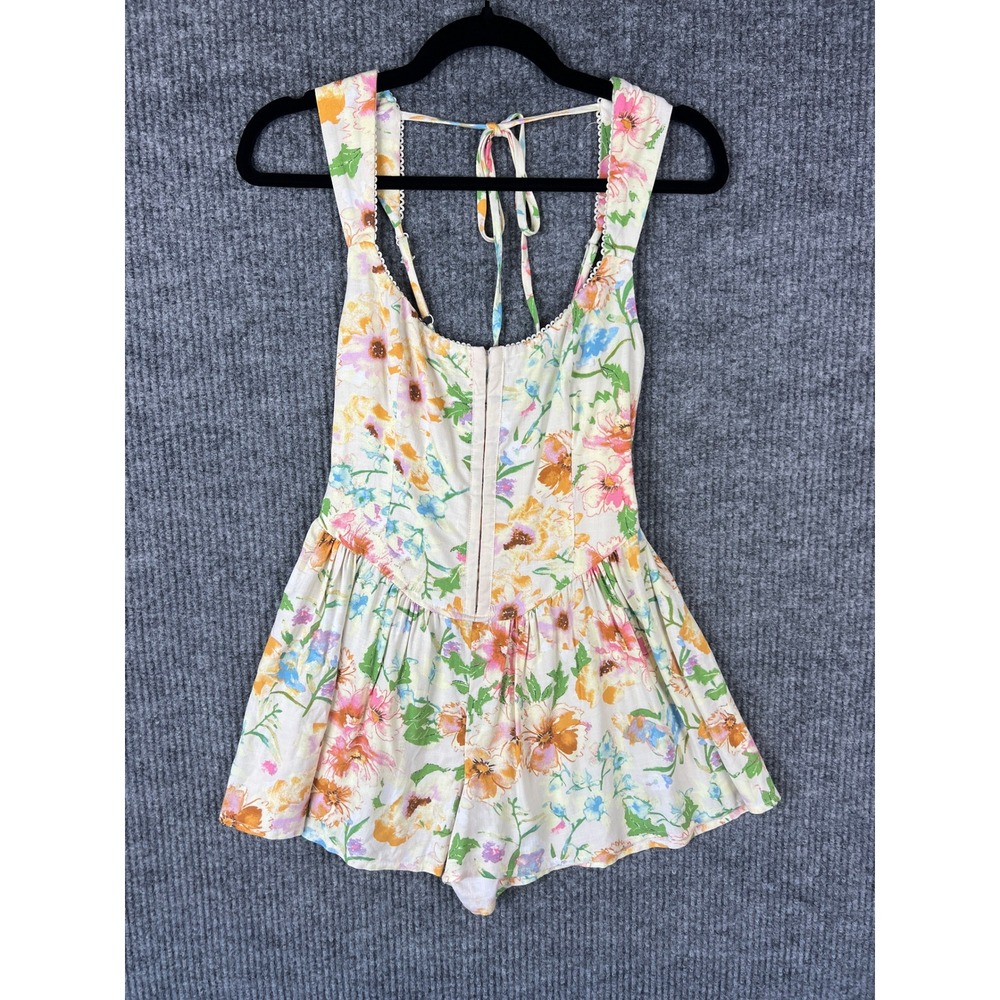 Wild Fable Floral Corset Romper Cottagecore Coquette Boho Yellow Rayon XXS